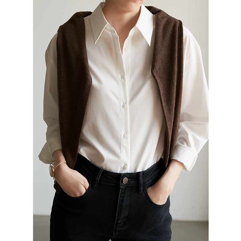 Dame elegant bluse med klassisk krave og løs pasform Stilla