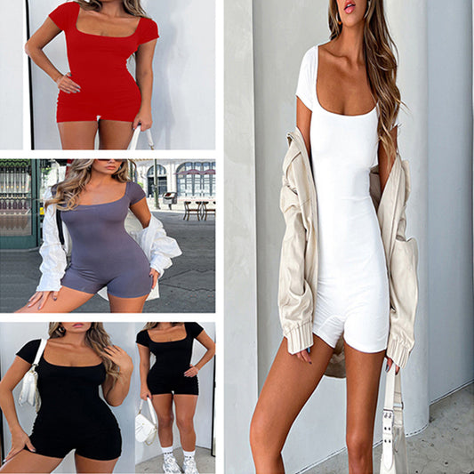 Dame afslappet kort jumpsuit i ribstruktur Stilla