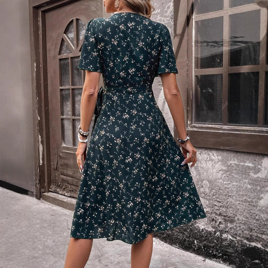 Dame Elegant Floral Wrap Kjole Stilla