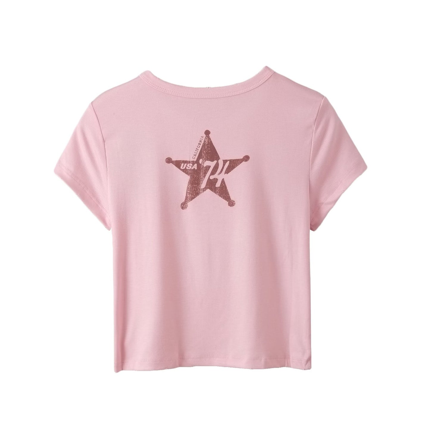 Dame afslappet bomulds-crop-top med iøjnefaldende tryk Stilla