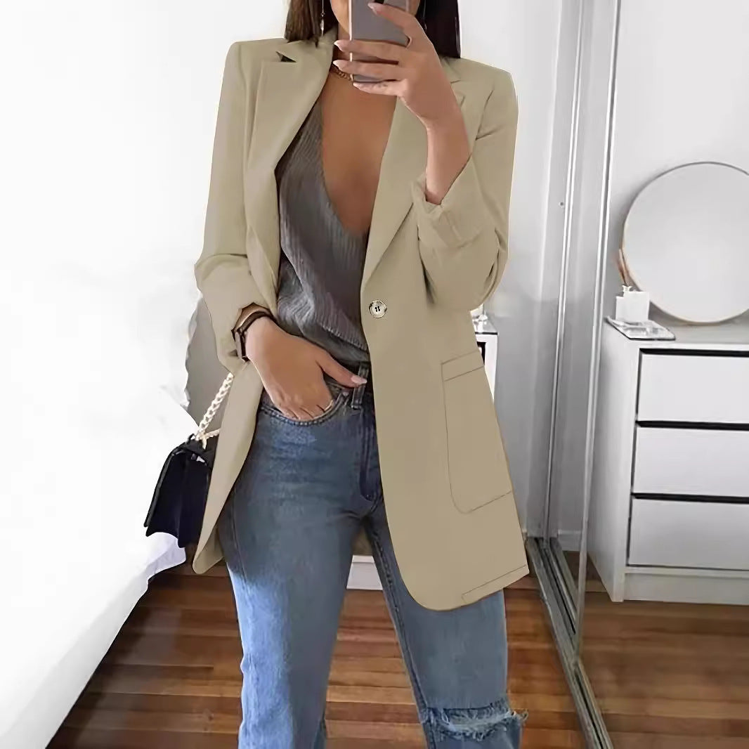 Dame Elegant Blazer med dobbelt knaplukning og praktiske lommer Stilla