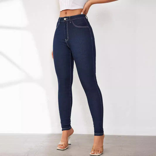 Dame Højtaljede Skinny Jeans med elastisk Denim Stilla
