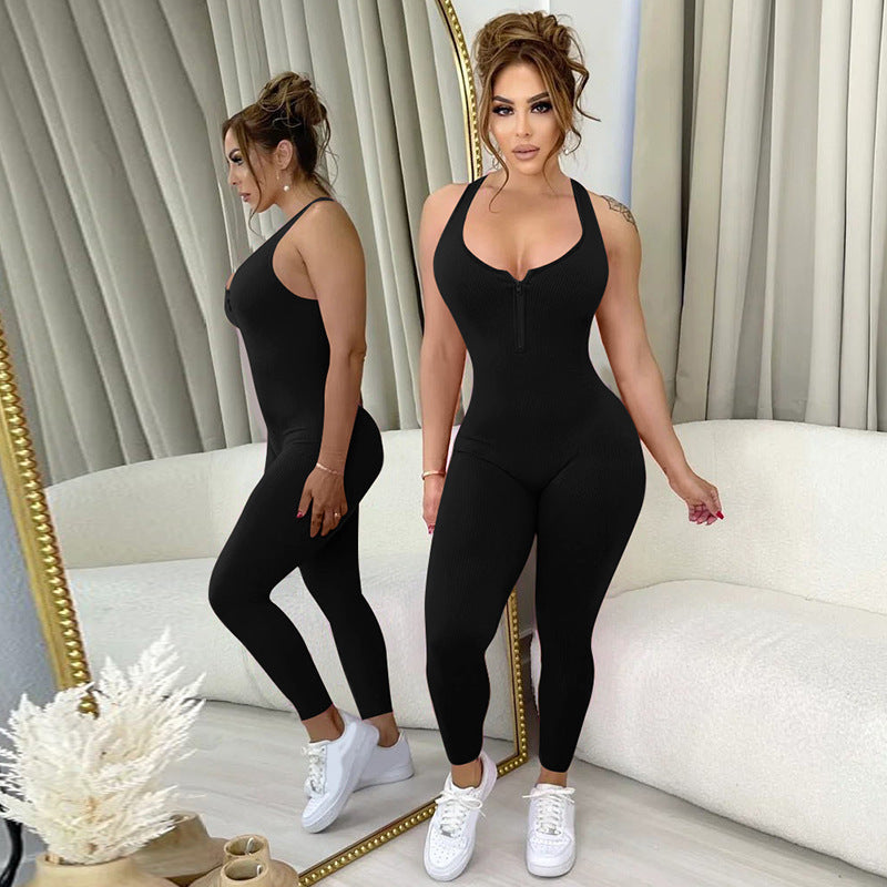Dame Sporty Langærmet Jumpsuit med Lynlås Stilla
