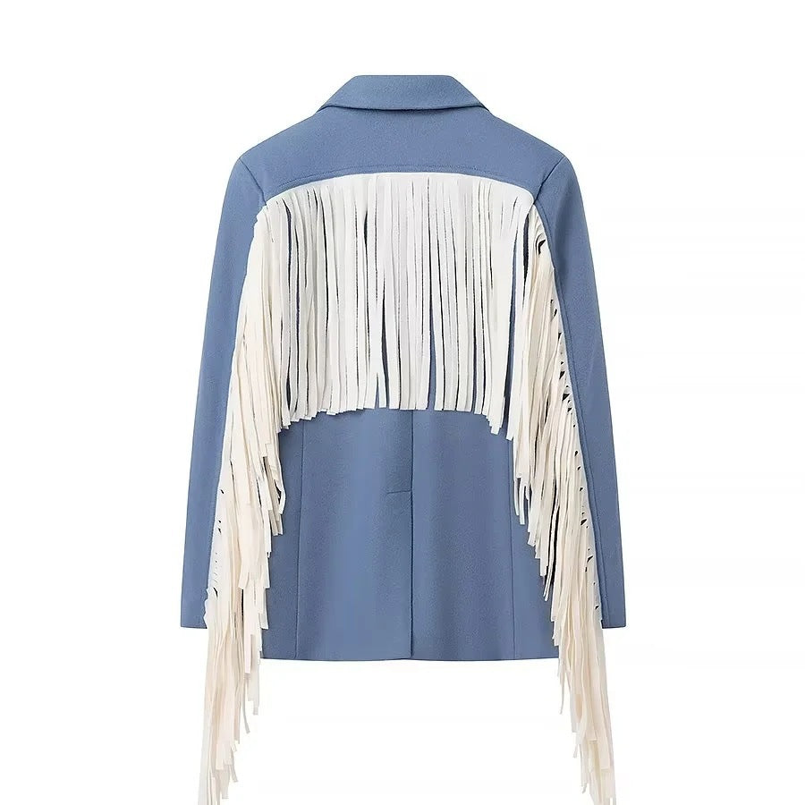 Dame elegant blazerjakke med frynset detaljer Stilla