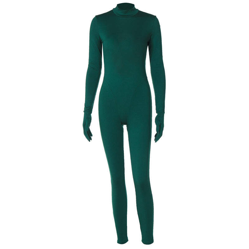 Dame jumpsuit med høj ståkrave og lange ærmer Stilla