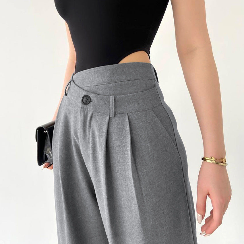 Dame elegant høj talje bukser med vide ben og drapering Stilla