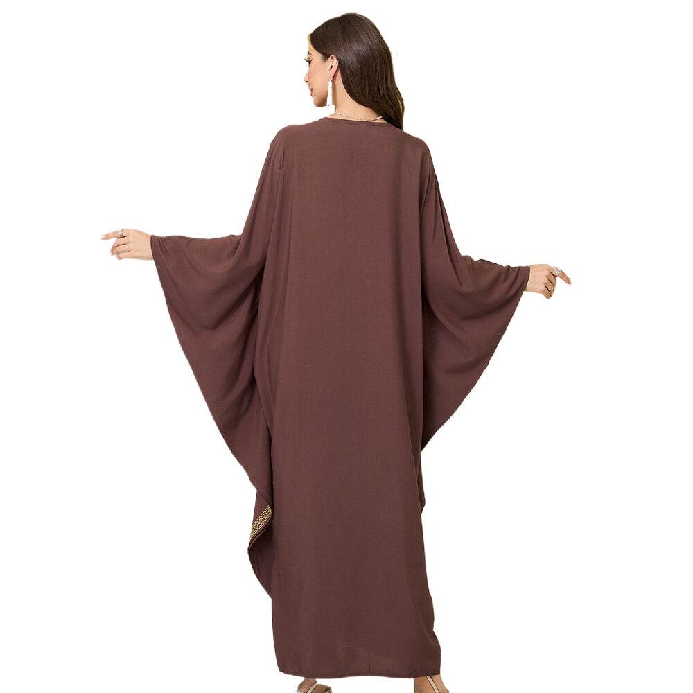 Dame elegant kaftan med kunstnerisk fjederdesign Stilla