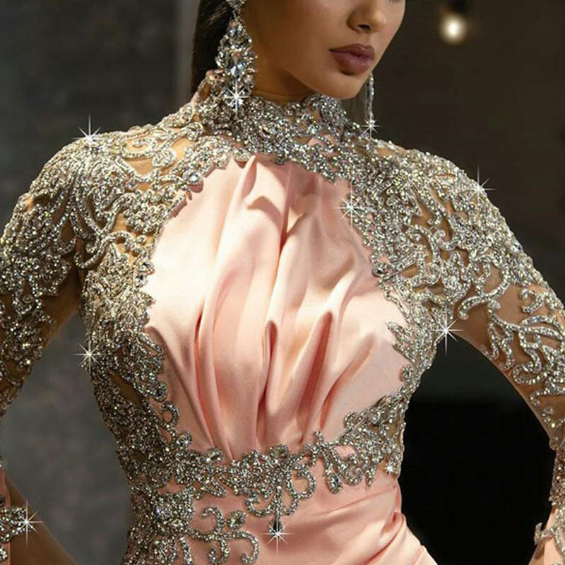 Dame Elegant aftenkjole med glitrende spids accenter og flydende nederdel Stilla