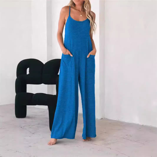 Dame Løs Jumpsuit med bredt skåret ben og praktiske lommer Stilla