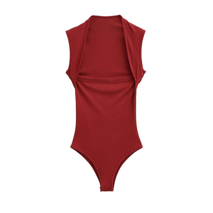 Femme Ribstrik-Højkravebodysuit Stilla