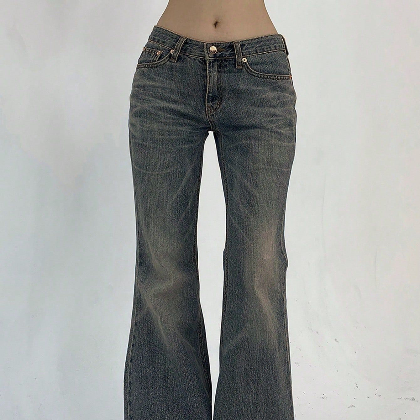 Dame Flared Jeans med høj talje og let Used-Look Stilla