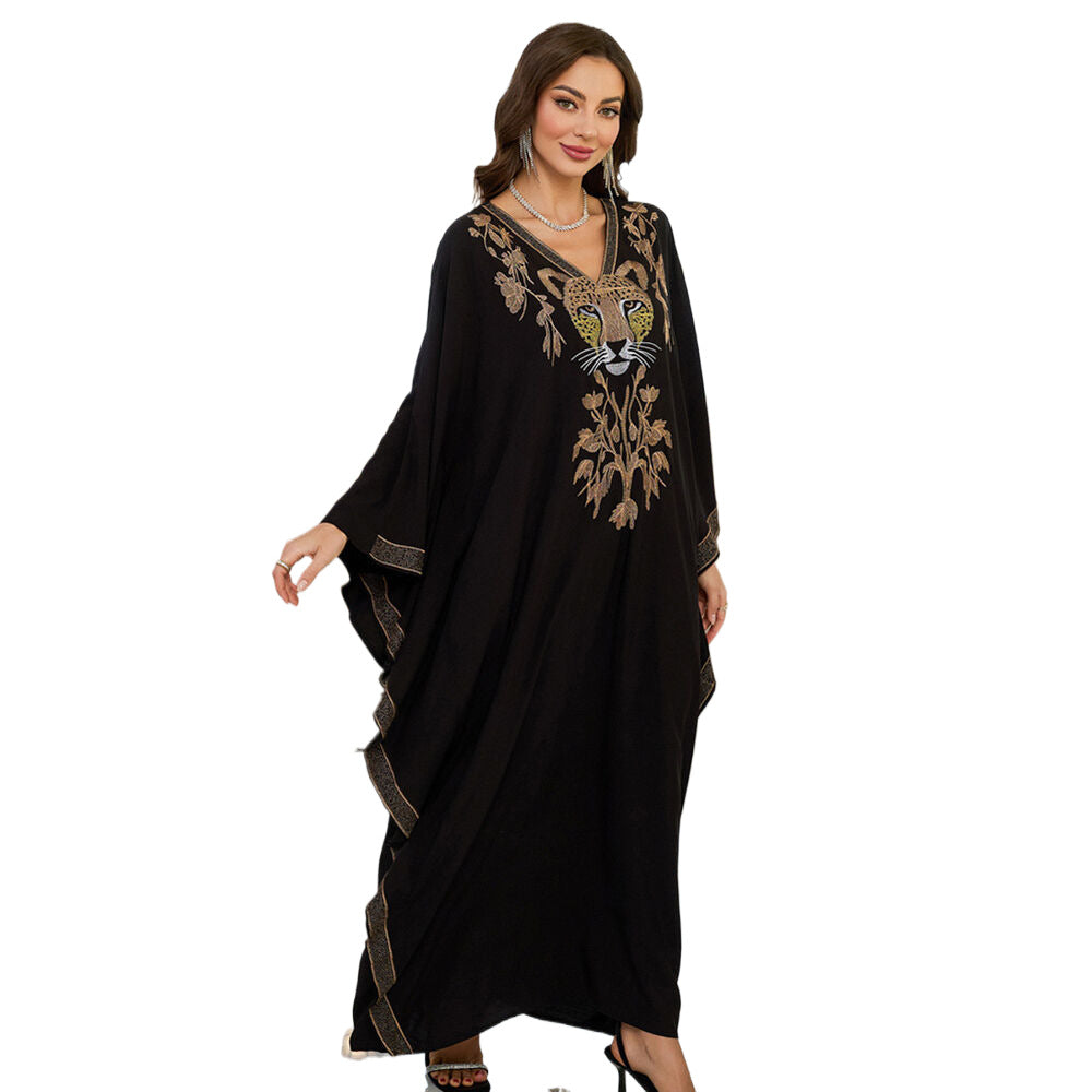 Dame Elegant Kaftan med kunstnerisk dyresyning og bred pasform Stilla