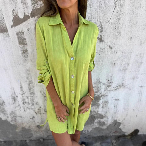 Dame afslappet skjortekjole lavet af kvalitet viscose-blanding Stilla