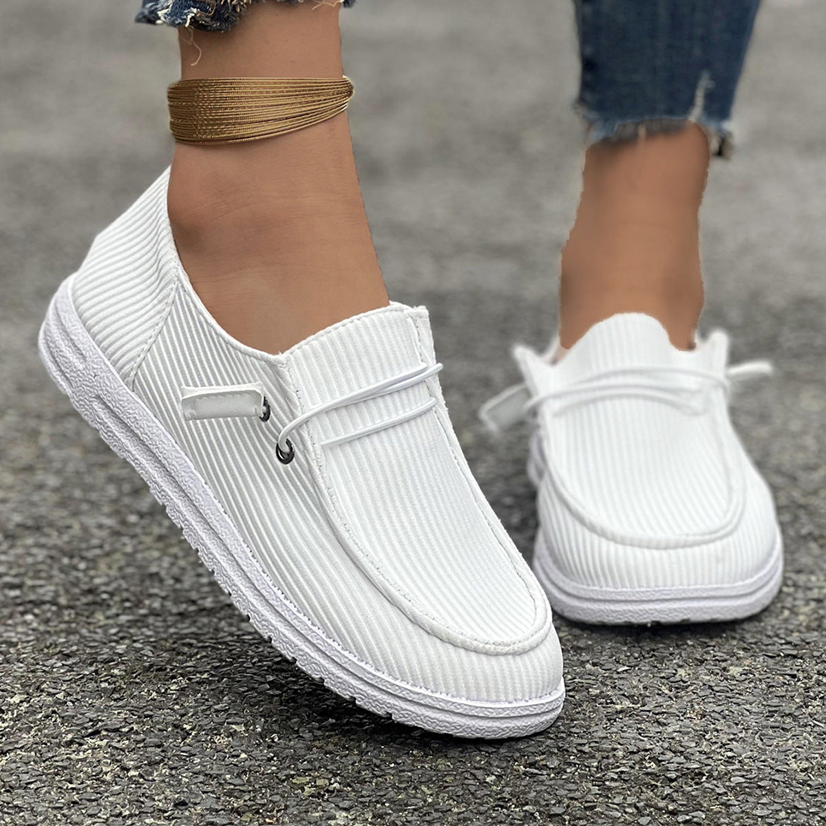 Dame afslappede Slip-On Sneakers med struktureret overflade og skridsikker sål Stilla
