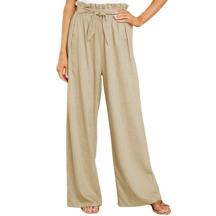 Dame afslappet Palazzo-bukser med elastisk talje og bindebælte Stilla