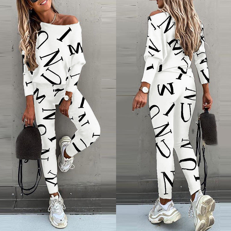 Dame Lækkert Jumpsuit med Off-Shoulder-udskæring og moderne Grafiktryk Stilla