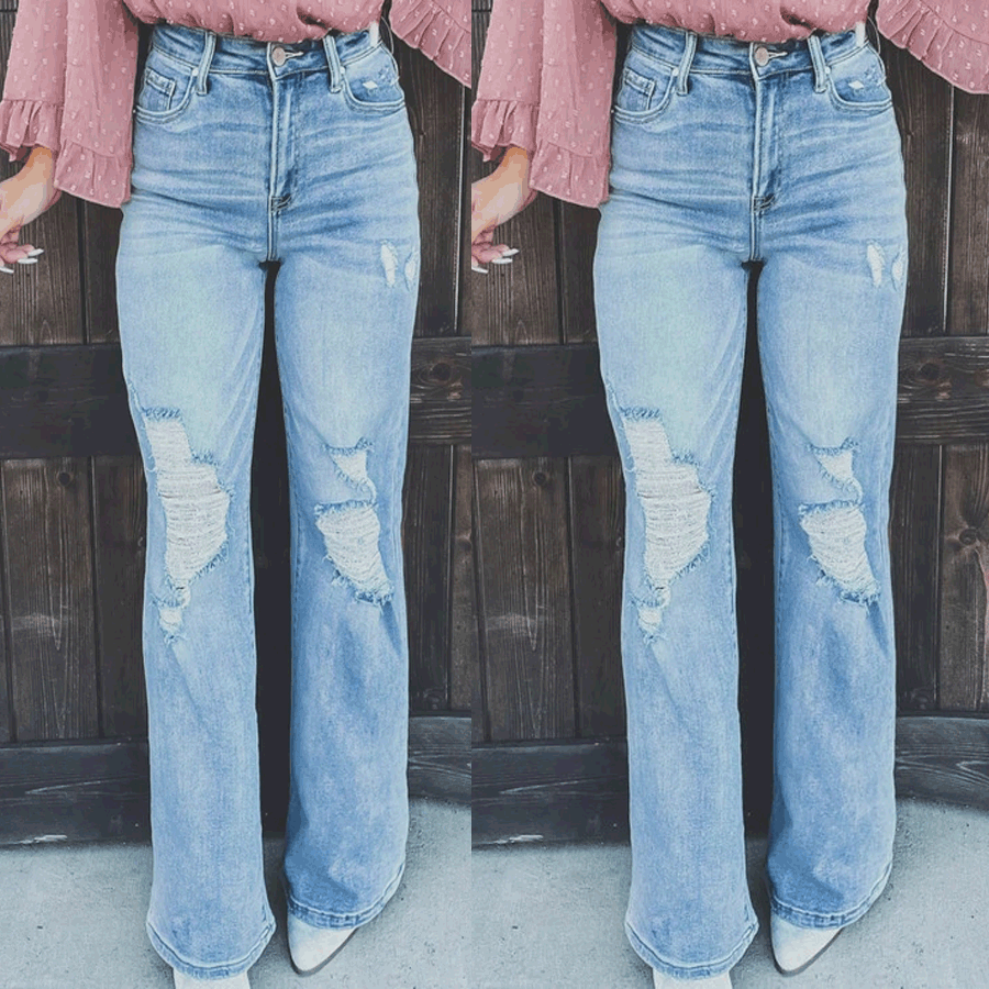 Dame Relaxed Fit Jeans med frayed detaljer og afslappet stil Stilla