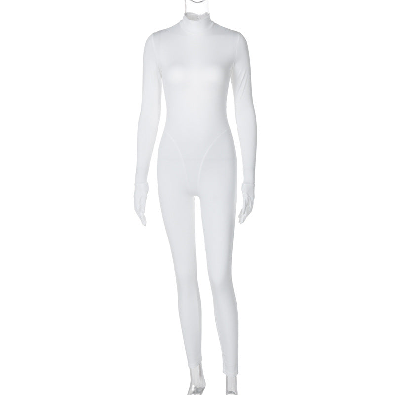 Dame jumpsuit med høj ståkrave og lange ærmer Stilla