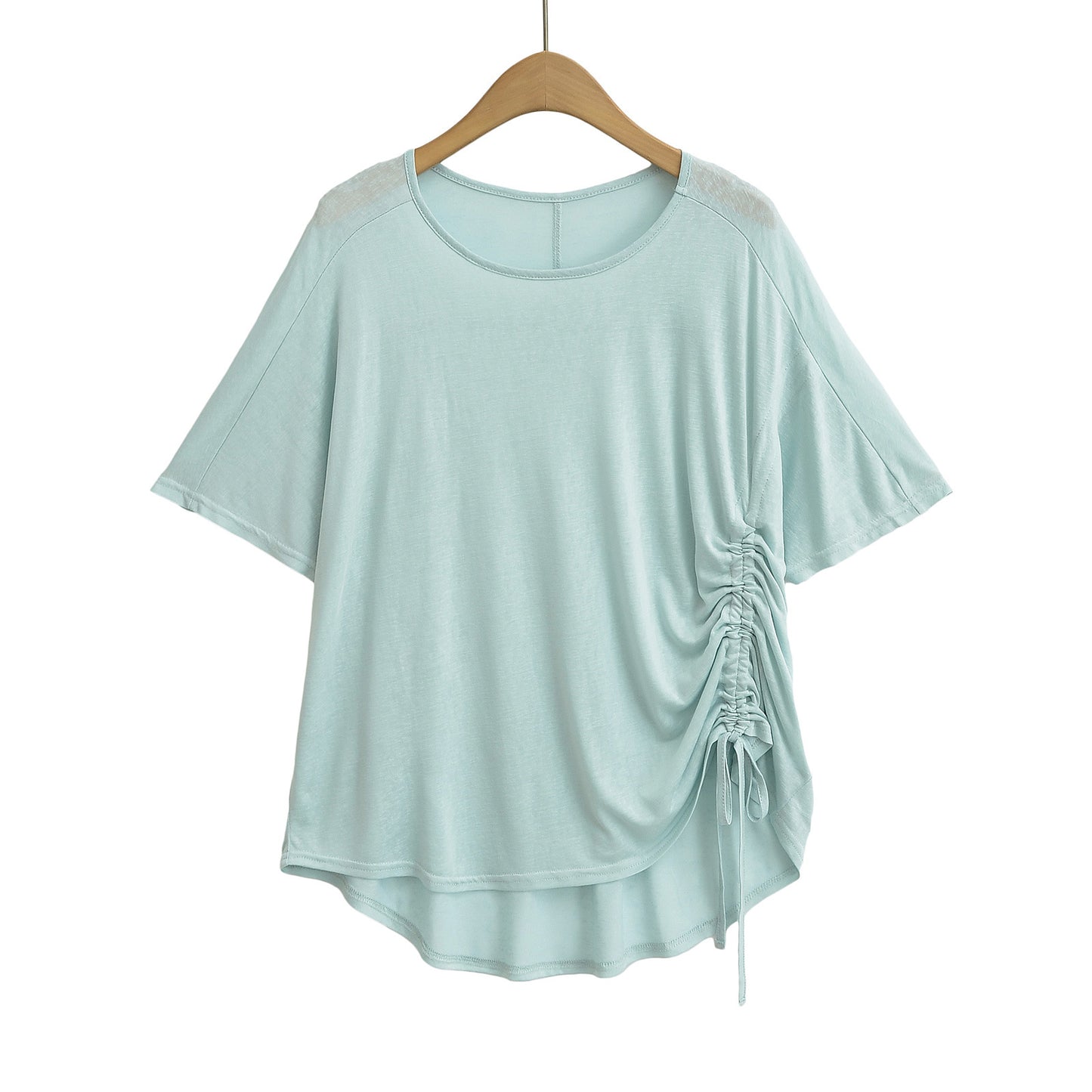 Dame afslappet indpakningsbluse med elegante rynker Stilla