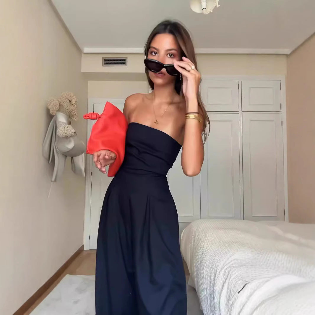 Dame jumpsuit med bredt ben Stilla