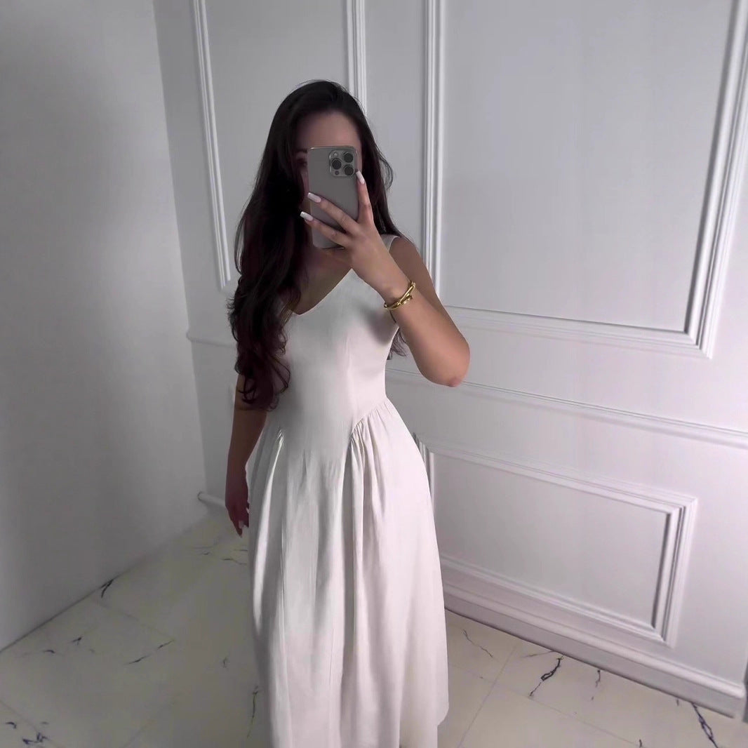 Dame Elegant A-linje Midi Kjole med Flared Skirt Stilla