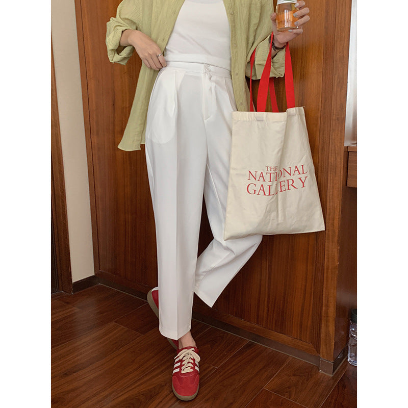 Dame elegant høj talje jakkesæt bukser med sidelommer og folder Stilla