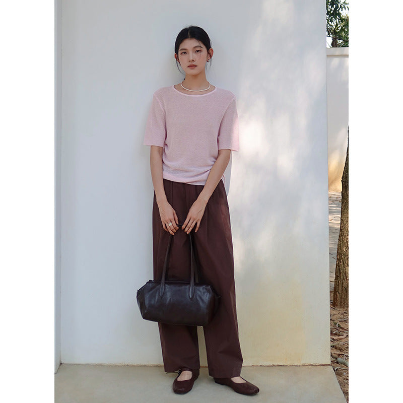 Dame afslappet kortærmet top med raffineret rynkeelement Stilla