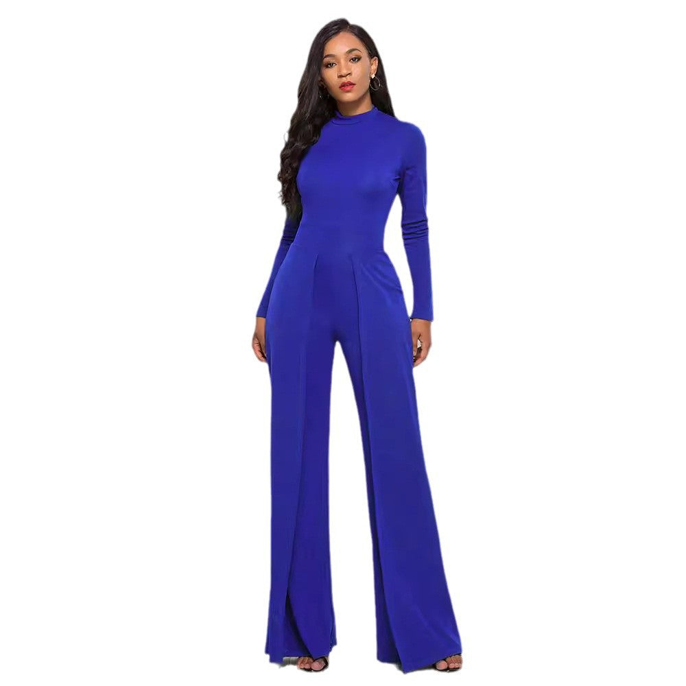Dame Elegant Jumpsuit med højhalset design og vide ben Stilla