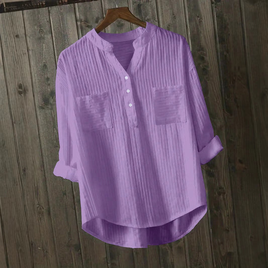 Dame afslappet skjorte med struktureret jacquard-mønster og knaplukning Stilla