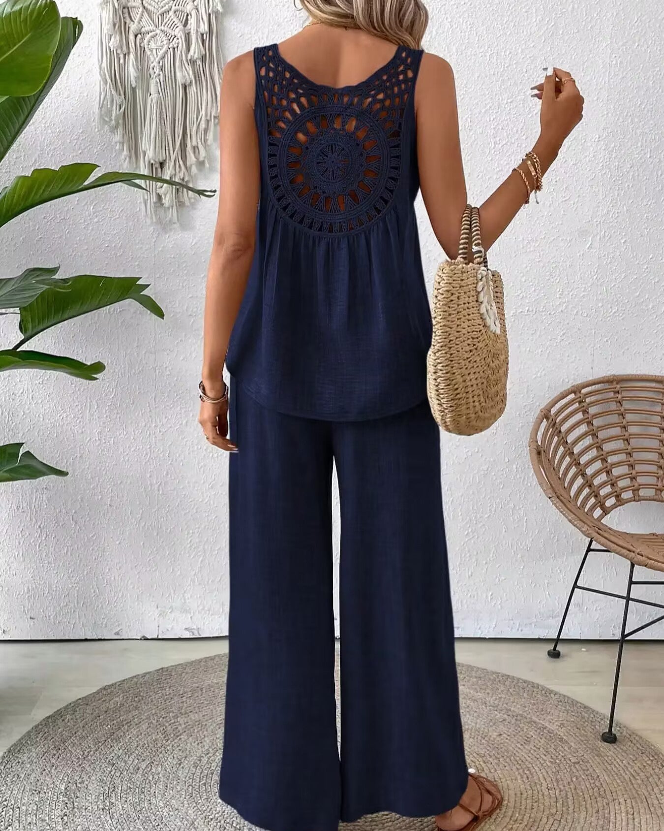Dame Relaxed Fit Bredbenet Jumpsuit Stilla