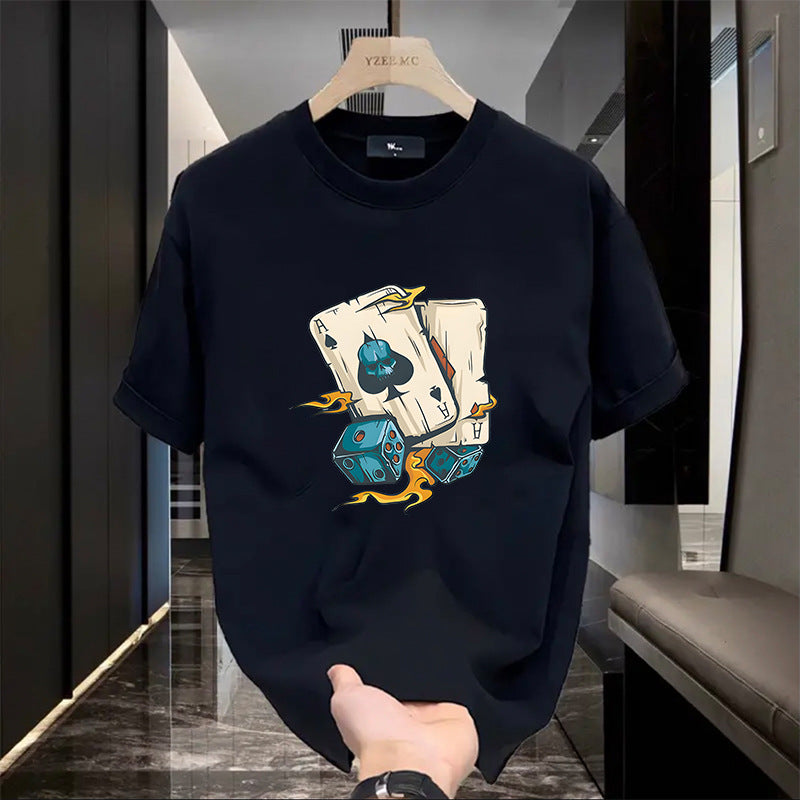 Dame T-shirt med iøjnefaldende kortdesign og kreative terninger Stilla