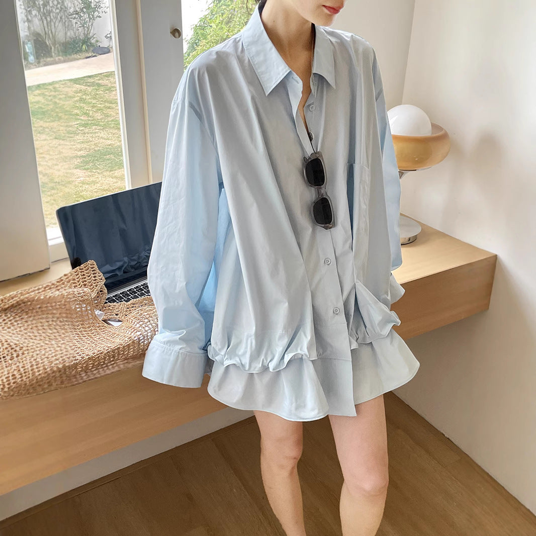 Dame elegant bluse med volant og fine detaljer Stilla