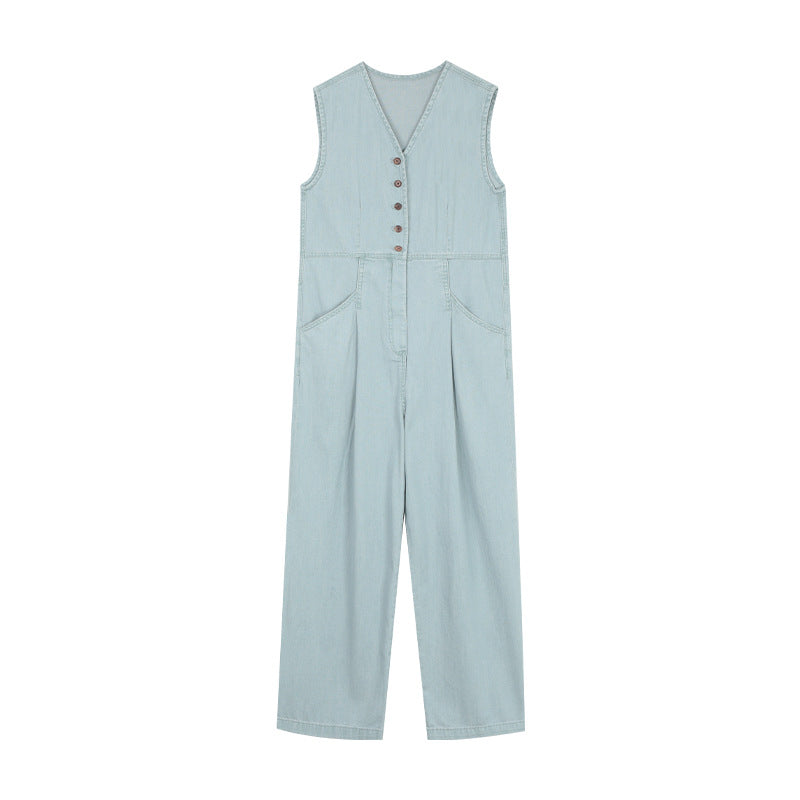 Dame jumpsuit med V-udskæring og praktiske lommer Stilla