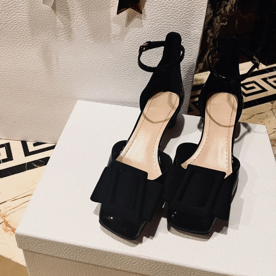 Dame Elegant Blokhæls Mary Jane Ballerinaer med Sløjfeåg Stilla