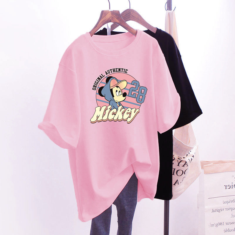 Dame T-shirt med Mickey Mouse design og afslappet oversized skæring Stilla
