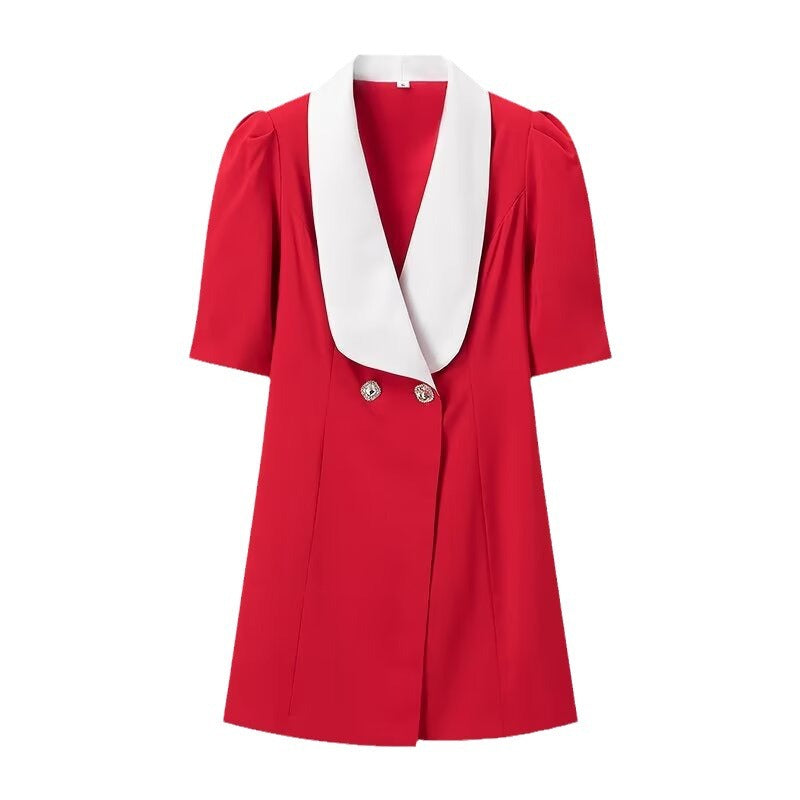 Dame elegant blazerjakke med korte ærmer og dobbelt knaplukning Stilla