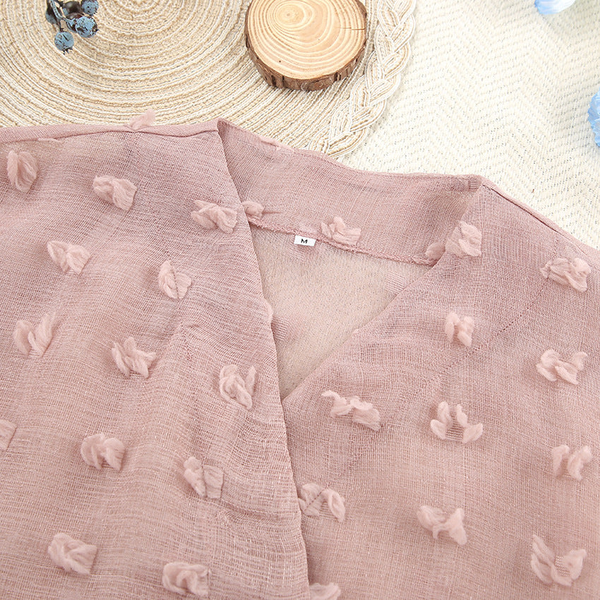 Dame elegant Kimono-badekappe med fine strukturaccentuer Stilla