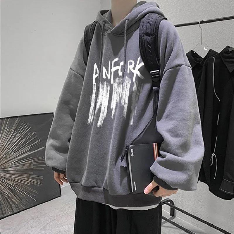 Herrer afslappet oversized hoodie med kreativ grafikdesign Stilla