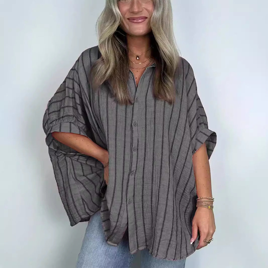 Dame afslappet oversized skjorte bluse Stilla