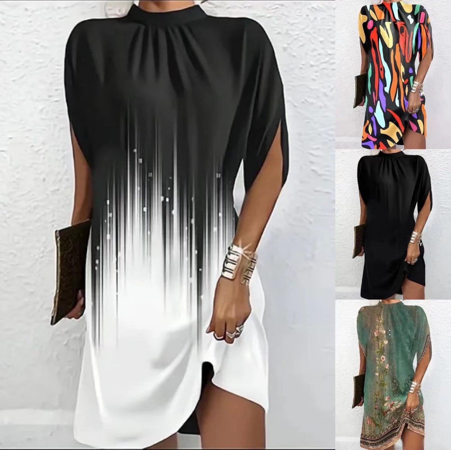 Dame Abstrakt Tryk Kaftan Kjole Stilla