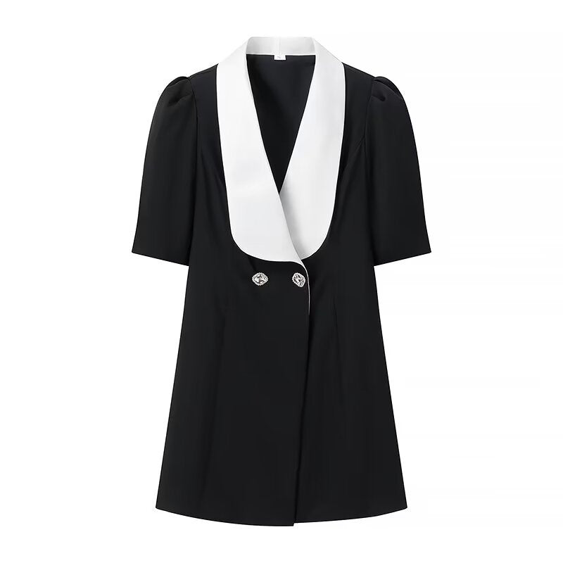 Dame elegant blazerjakke med korte ærmer og dobbelt knaplukning Stilla