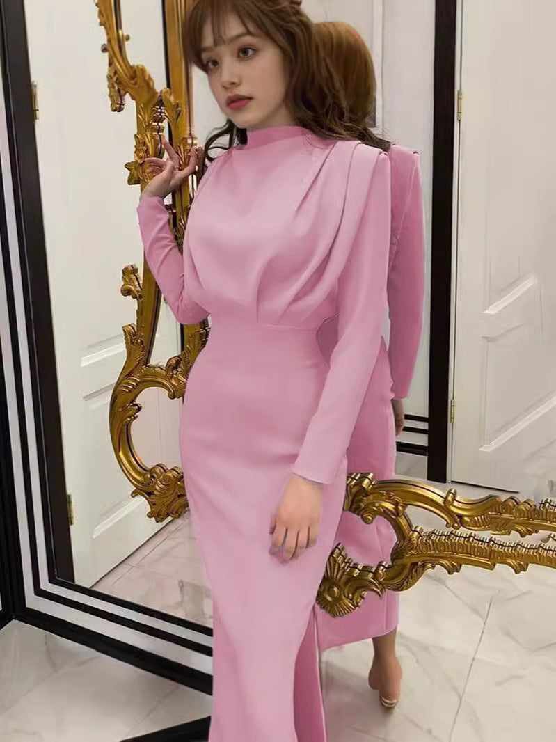 Dame elegant Etuikjole med langærmet og høj halsudskæring Stilla