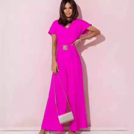 Dame Elegant Jumpsuit med Bælte Detalje Stilla