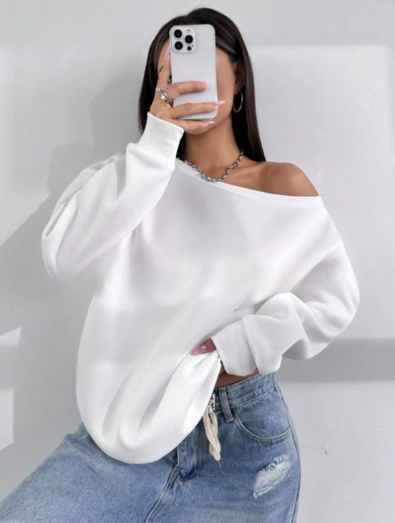 Dame afslappet Off-Shoulder sweater med løs pasform Stilla