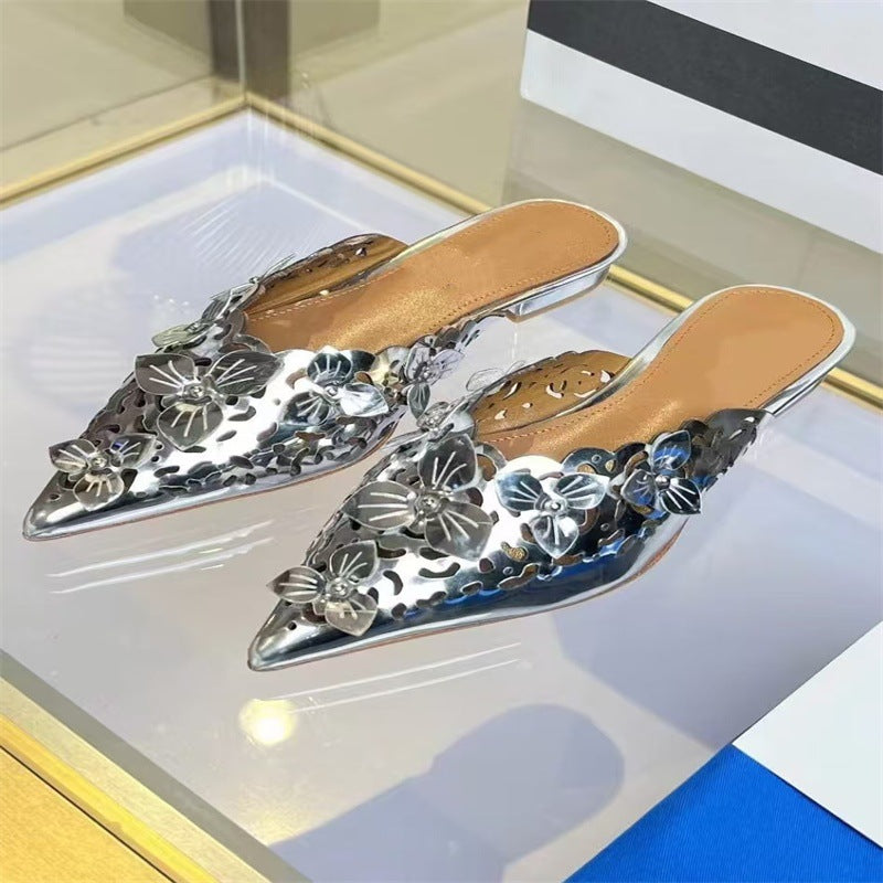 Femme Floral Udsmykket Slip-On Mules Stilla