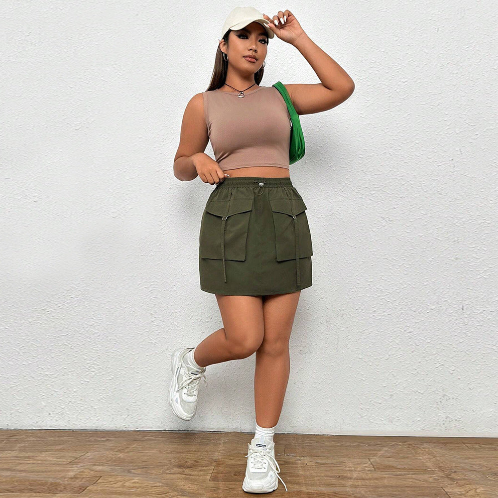 Dame afslappet Cargo-nederdel med praktiske lommer og justerbart taljebånd Stilla