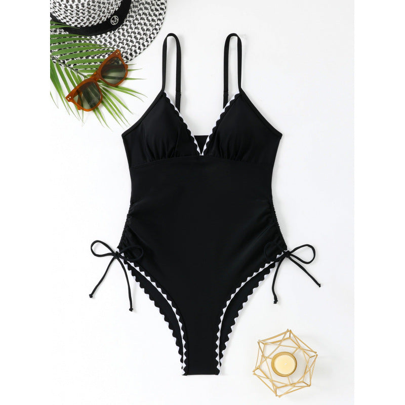 Dame elegant badedragt med justerbare stropper og rynkning Stilla