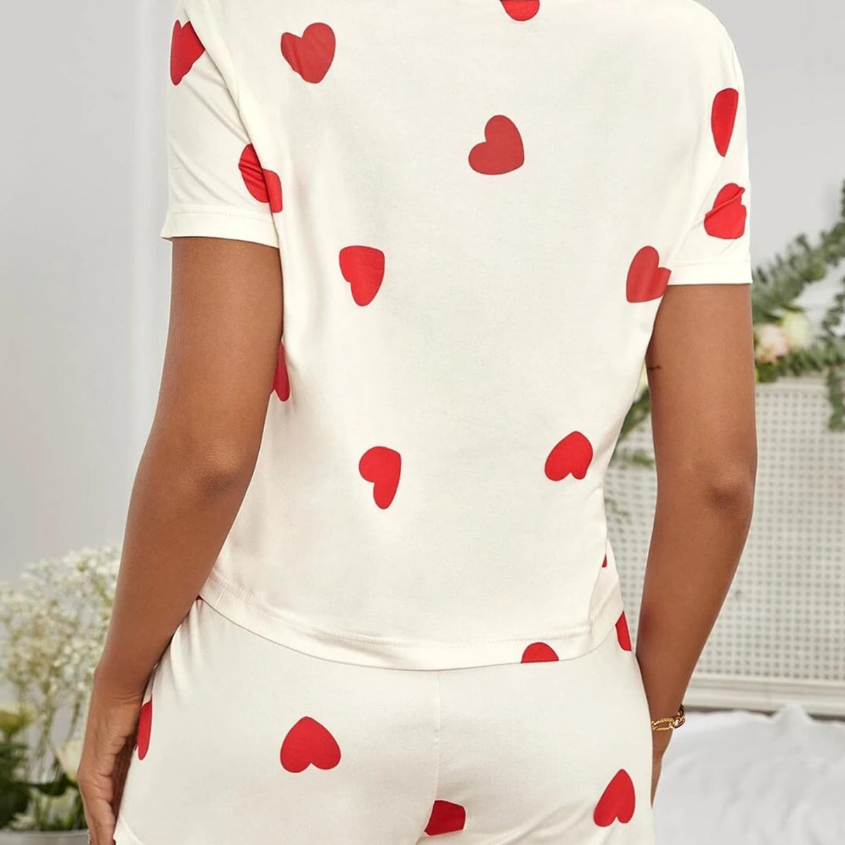 Dame afslappet overdel med hjerteprint Stilla