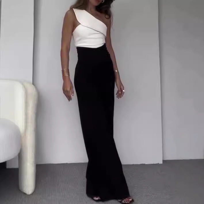 Dame Elegant Jumpsuit med asymmetrisk udskæring og bredt ben Stilla