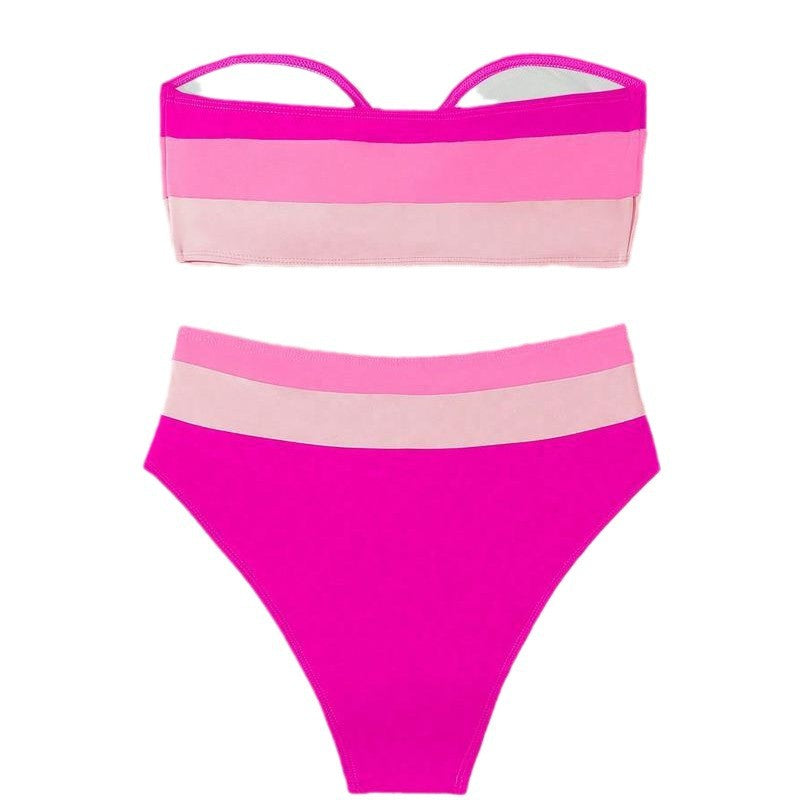 Dame Bandeau-bikini med høj skæring og mode accenter Stilla